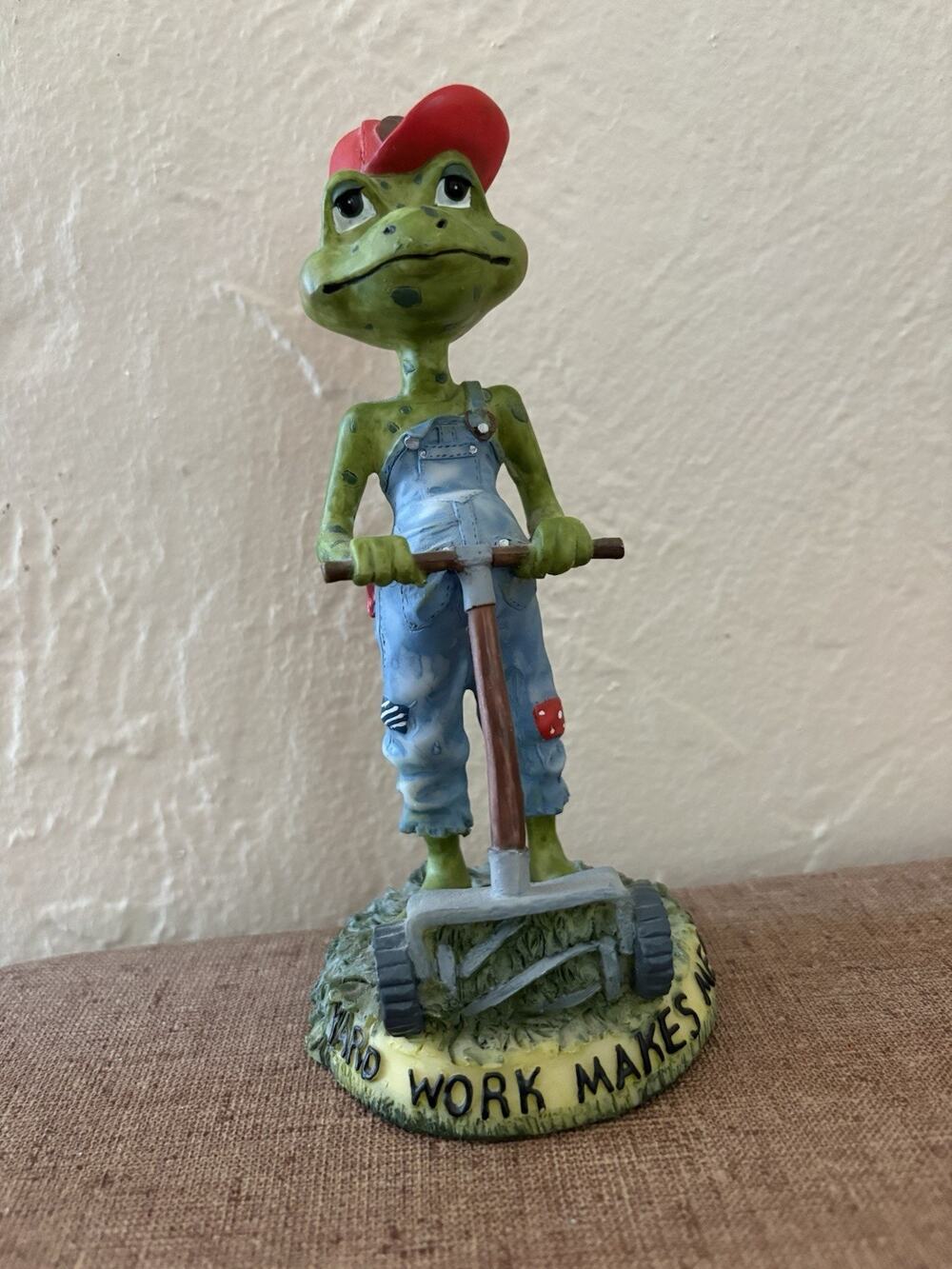 “Yard Work Makes Me Croak” Frog Figurine Country Cute 6.5” Tall Whimsical Fun